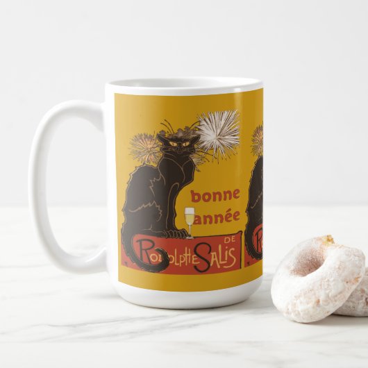 Bonne Annee Happy New Year Le Chat Noir コーヒーマグカップ (ドーナツ)