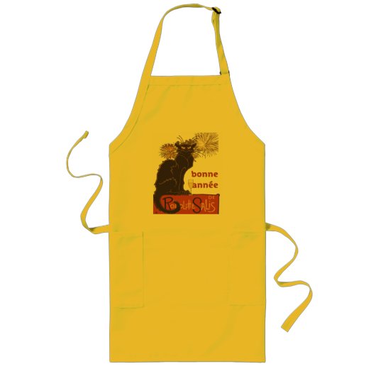 Bonne Annee Happy New Year Le Chat Noir ロングエプロン (正面)
