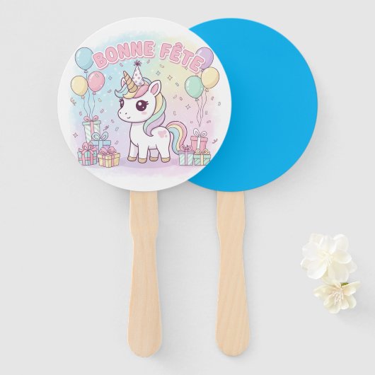 bonne fête licorne  ハンドファン (正面&裏面)