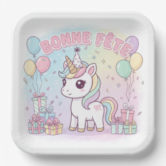 bonne fête licorne  ペーパープレート