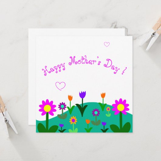 Bonne fête maman sur fleurs de printemps dans la c カード (正面/裏面インサイチュ)