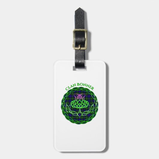 Bonner Scottish Tartan Celtic Thistle ラゲッジタグ (正面縦)
