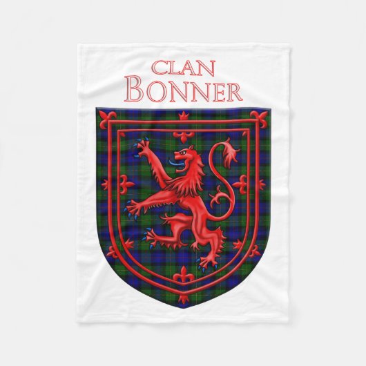 Bonner Tartan Scottish Plaid Lion Rampant フリースブランケット (正面)