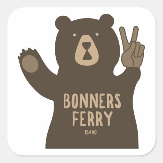 Bonners Ferry Idaho Peace Bear スクエアシール (正面)