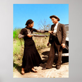 Bonnie and Clyde Fooling Around 1934 Color Redux ポスター