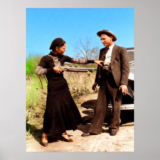 Bonnie and Clyde Fooling Around 1934 Color Redux ポスター (正面)