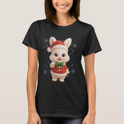 Bonnie Christmas Snowflake, Cute Fluffy Bunny Holi Tシャツ (正面)