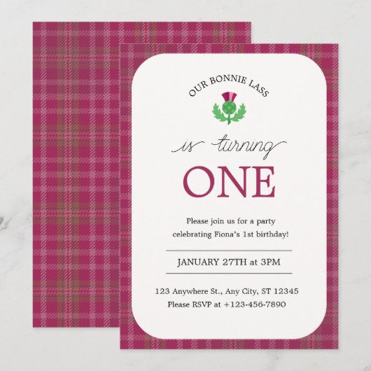 Bonnie Lass Birthday 招待状 (正面/裏面)