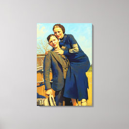 Bonnie Parker Clyde Barrow 1933 Faux Painting キャンバスプリント