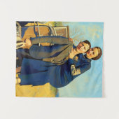 Bonnie Parker Clyde Barrow 1933 Faux Painting タペストリー (正面(横))