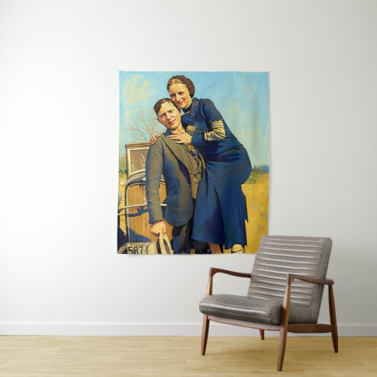 Bonnie Parker Clyde Barrow 1933 Faux Painting タペストリー (インサイチュ)