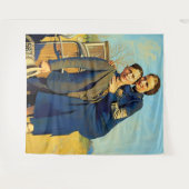 Bonnie Parker Clyde Barrow 1933 Faux Painting タペストリー (正面(横))