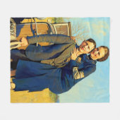 Bonnie Parker Clyde Barrow 1933 Faux Painting フリースブランケット (正面(横))