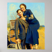 Bonnie Parker Clyde Barrow 1933 Faux Painting ポスター (正面)