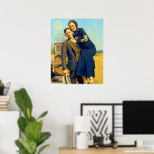 Bonnie Parker Clyde Barrow 1933 Faux Painting ポスター (ホームオフィス)