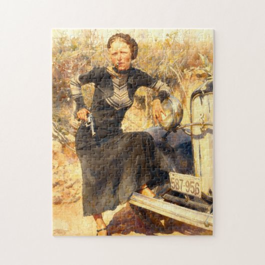 Bonnie Parker Smoking A Cigar 1933 AI Painting ジグソーパズル (縦)