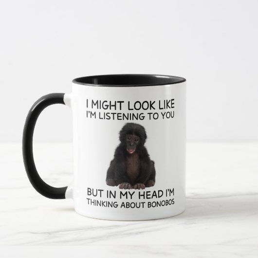 Bonobo Mug Funny Thinking Ape マグカップ (左)