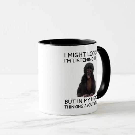 Bonobo Mug Funny Thinking Ape マグカップ (正面右)