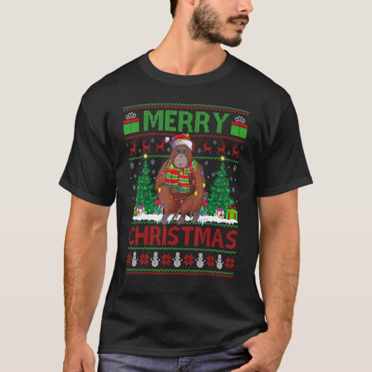 Bonobo   Xmas Tree Lights Ugly Santa Bonobo Christ Tシャツ (正面)