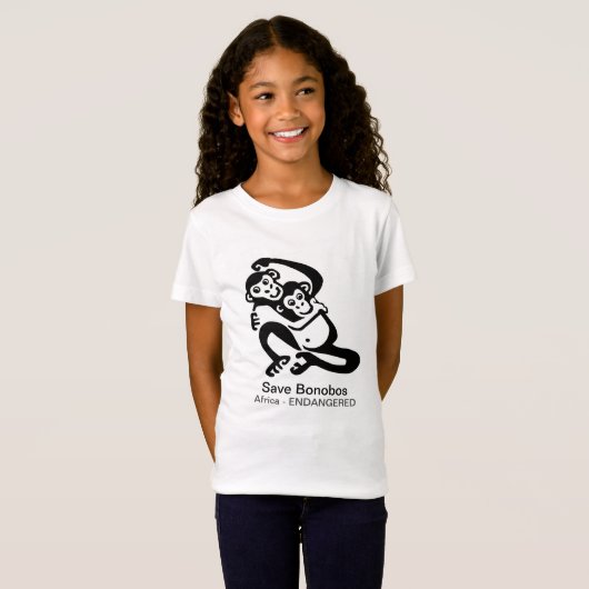 BONOBOS救 – 絶滅危惧動物グラフィック Tシャツ (正面フル)