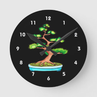 bonsaiアップライトツリーグラフィックグリーンgreen.png ラウンド壁時計