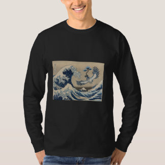 BONSAI OWL 遊 in the WAVE素晴らし (北斎の浮気) Tシャツ