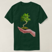 Bonsai Tree in hand Tree Nature white background Tシャツ (デザイン正面)