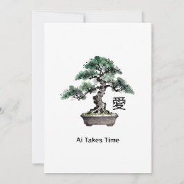 Bonsai Tree Japanese Love Calligraphy Valentine's シーズンカード