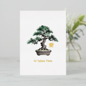 Bonsai Tree Japanese Love Calligraphy Valentine's 箔招待状 (立ち正面)