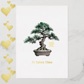 Bonsai Tree Japanese Love Calligraphy Valentine's 箔招待状