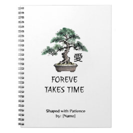 Bonsai Tree Sumi-e Style Japanese Love Calligraphy ノートブック