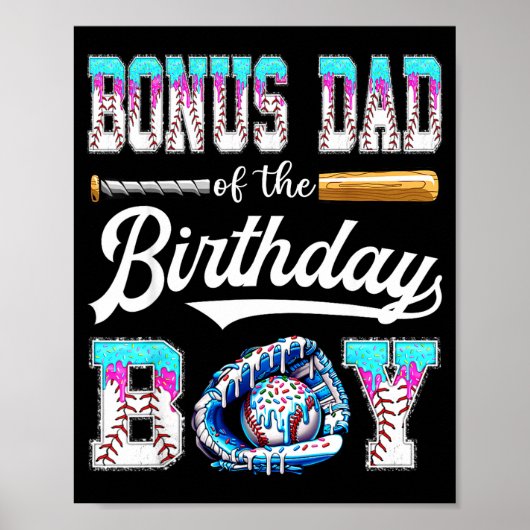 Bonus Dad Of The Birthday Boy Baseball Ice Cream D ポスター (正面)