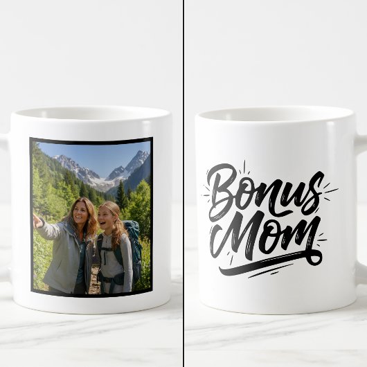 Bonus Mom Brush Script 1 Custom Photo コーヒーマグカップ