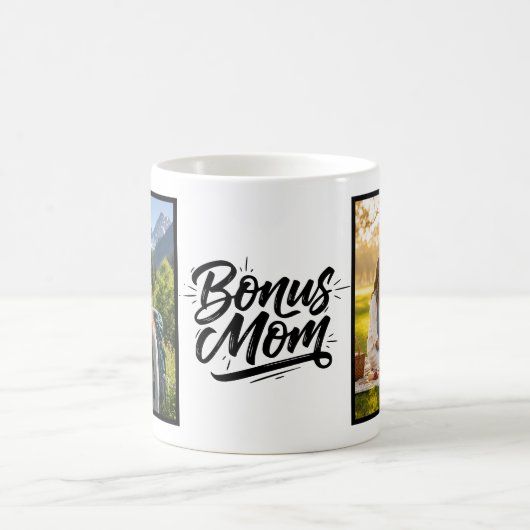 Bonus Mom Brush Script Two Photo コーヒーマグカップ (中央)