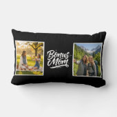 Bonus Mom Brush Script Two Photo Black and White ランバークッション (裏面)