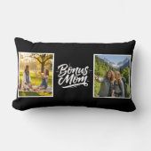 Bonus Mom Brush Script Two Photo Black and White ランバークッション (正面)