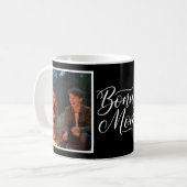 Bonus Mom Elegant Cursive 2 Photo Black コーヒーマグカップ (正面左)