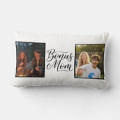 Bonus Mom Elegant Cursive Two Photo ランバークッション (裏面)