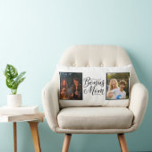 Bonus Mom Elegant Cursive Two Photo ランバークッション (椅子)