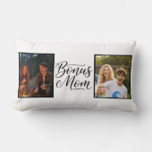 Bonus Mom Elegant Cursive Two Photo ランバークッション (正面)