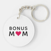 Bonus Mom | Modern Pink Heart Mother's Day キーホルダー (裏面)