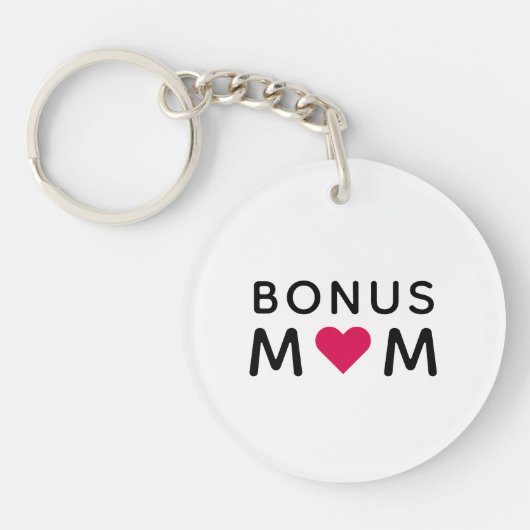 Bonus Mom | Modern Pink Heart Mother's Day キーホルダー (正面)