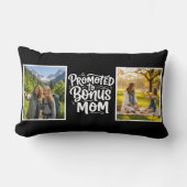 Bonus Mom Promoted Brush Script Double Photo Black ランバークッション (正面)