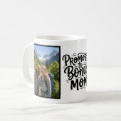 Bonus Mom Promoted Brush Script Two Photo コーヒーマグカップ (正面左)