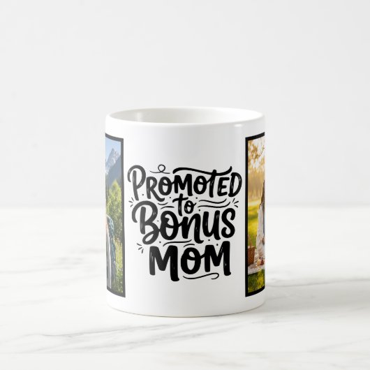 Bonus Mom Promoted Brush Script Two Photo コーヒーマグカップ (中央)
