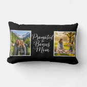 Bonus Mom Promoted Elegant Cursive 2 Photo Black ランバークッション (正面)