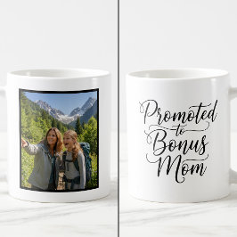 Bonus Mom Promoted Elegant Cursive Custom 1 Photo コーヒーマグカップ
