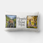 Bonus Mom Promoted Elegant Cursive Double Photo ランバークッション (裏面)