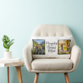 Bonus Mom Promoted Elegant Cursive Double Photo ランバークッション (椅子)