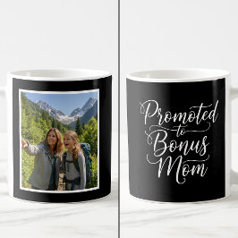 Bonus Mom Promoted Elegant Custom 1 Photo Black  コーヒーマグカップ